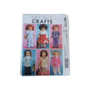 Uncut McCall's Crafts Sewing Pattern M5775 Size 18" Tall Doll Clothes Wardrobe
